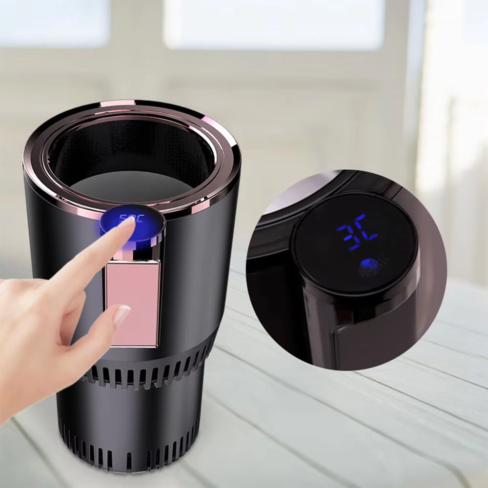 12V Car Cold Hot Cup Touch Screen Beverage Can Smart Digital Display Car Cup Holder Cooler Heater Home Camping Travel Cup Holder